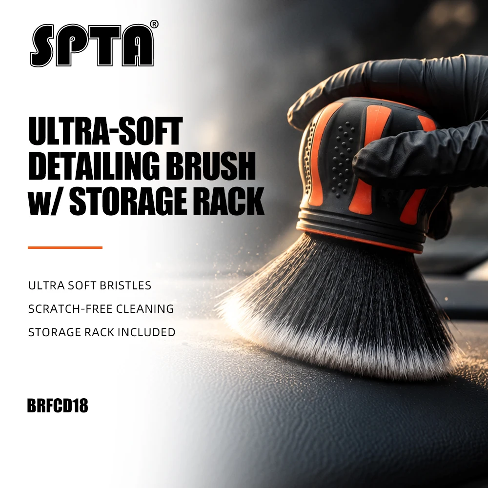 SPTA Ultra Soft Bristles Detailing Synthetic Brush with Storage Rack Covers Large Area Inside or Outside Vehicles