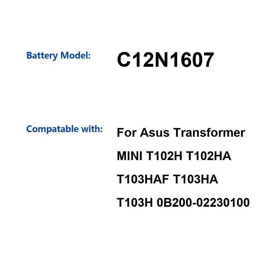 

Аккумулятор для ноутбука C12N1607 8000 мАч для Asus Transformer Mini T102H T102HA T103HAF T103HA T103H 0B200-02230100