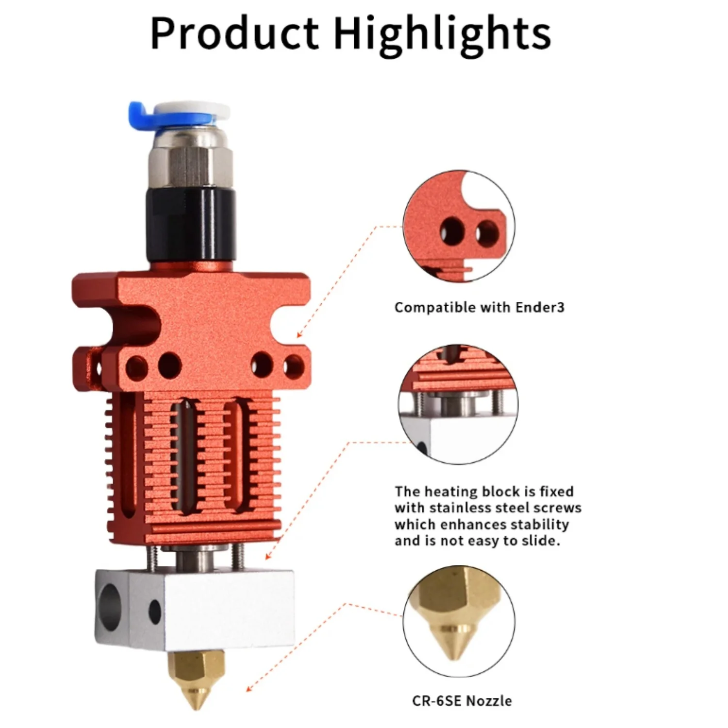 مجموعة Creality CR-6 SE Hotend، مجموعة فوهة Hotend من سبائك الألومنيوم، مع فوهة MK وجورب من السيليكون للطابعة ثلاثية الأبعاد CR-6 SE