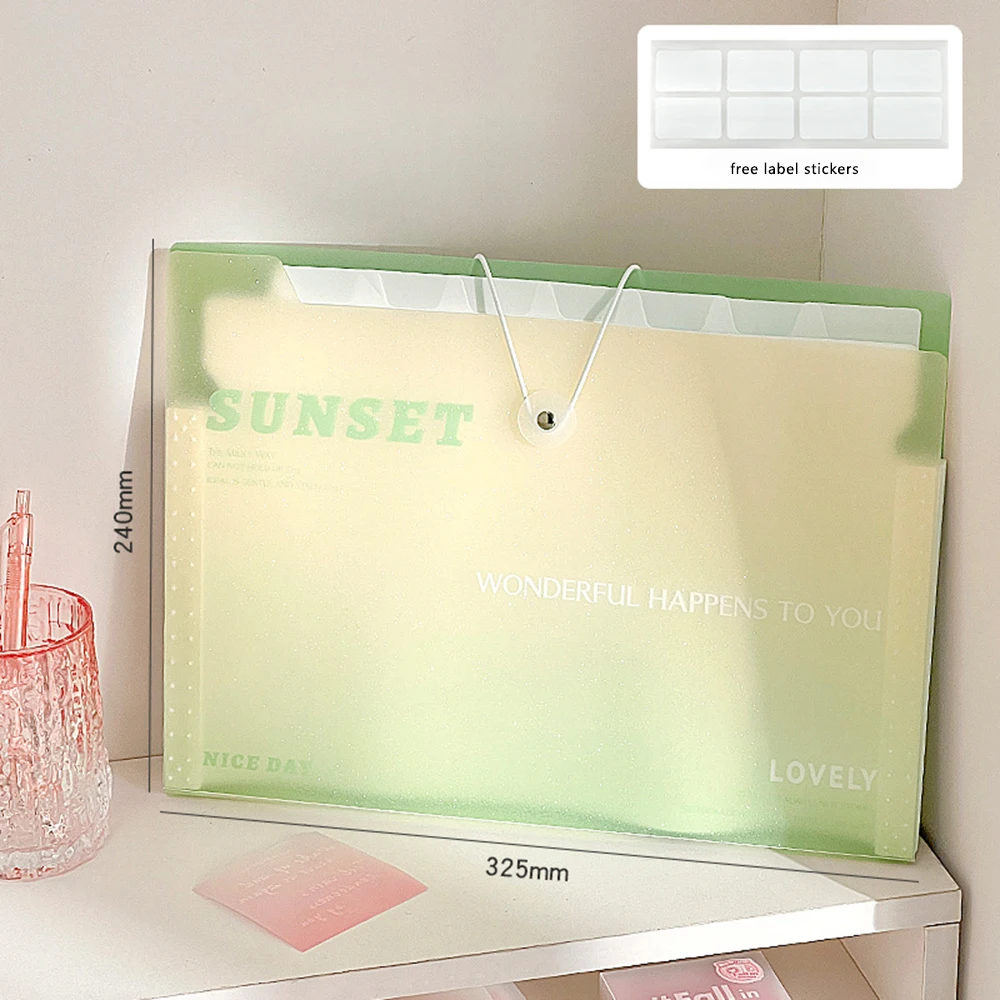 8 Pockets Waterproof A4 File Folder Large Capacity File Organizer PP Thickened Document Classification Folder School Office