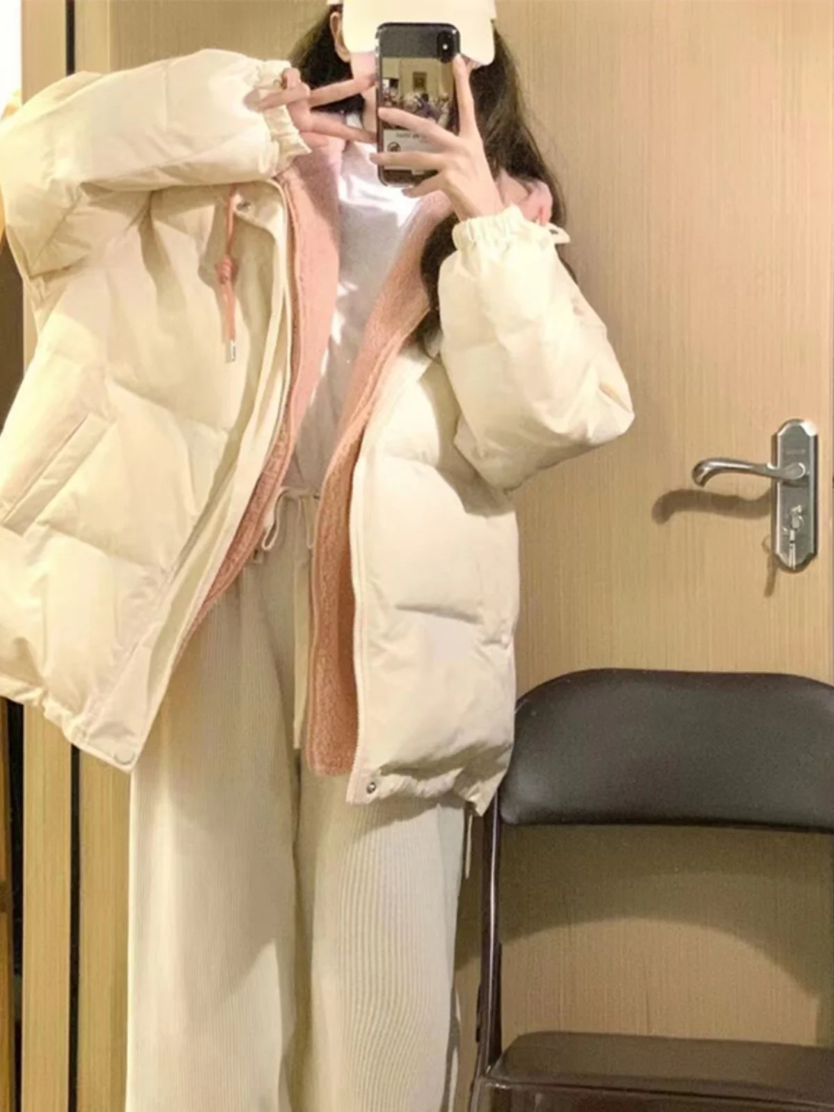 

Утепленное пальто оверсайз из овечьего бархата для женщин, осенне-зимнее, свободного кроя, в корейском стиле, с молнией, модное, в стиле BF, для студенток