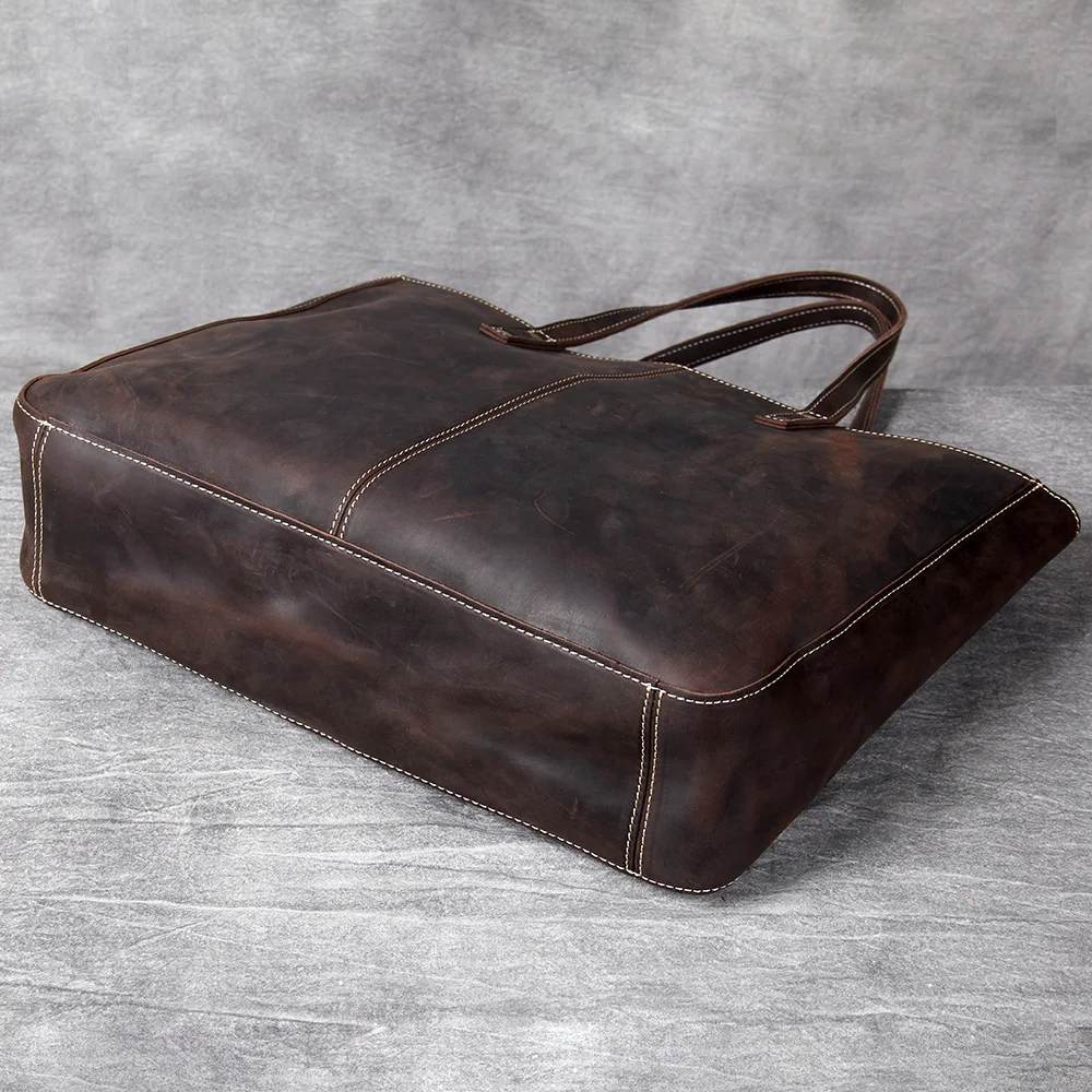 S.WORKER Vollnarbenleder Vintage Schultertasche Große Kapazität Echtleder Laptop-Einkaufstaschen für Frauen – Detail 10
