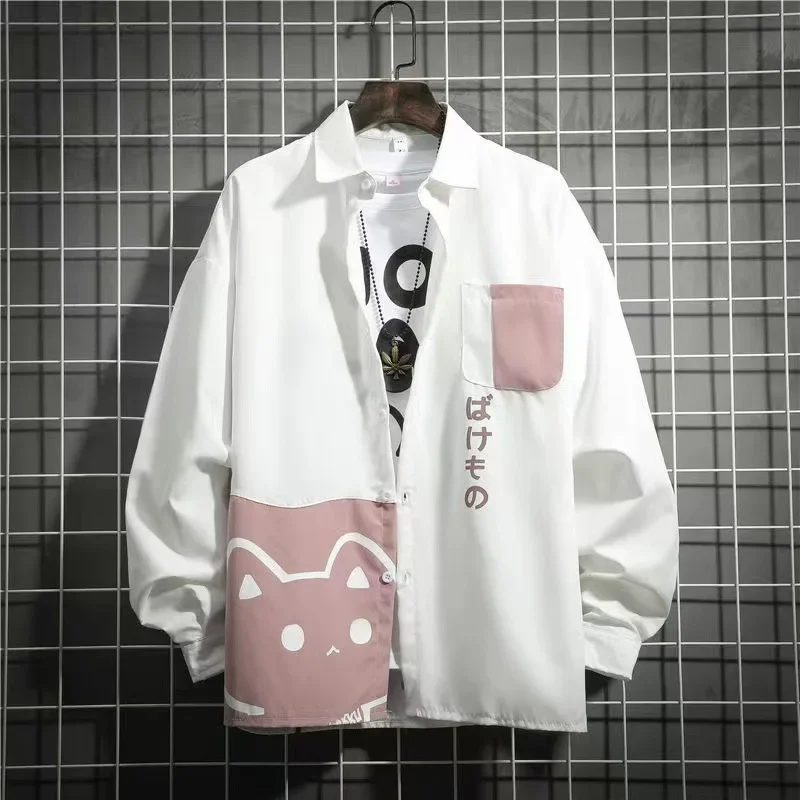 قميص كاجوال بأكمام طويلة فضفاض مناسب للرجال والنساء للخريف نمط جديد طازج عصري مطبوع عليه رسوم كرتونية متعدد الاستخدامات للأزواج #4