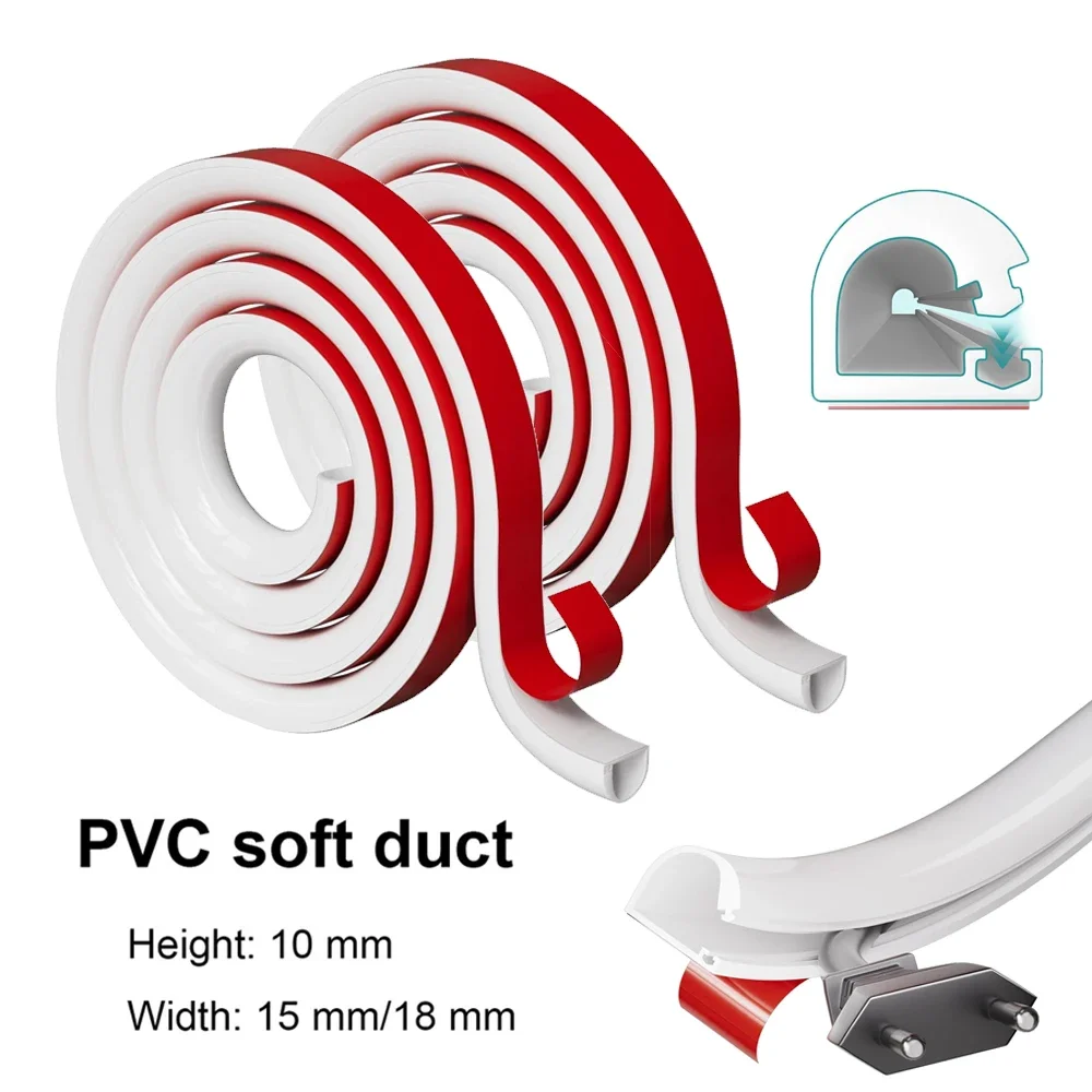 

1M PVC Flexible Cable Raceway, Self-Adhesive Wire Cover, Cable Management Kit for Wall, Extension Cord Concealer and Protector