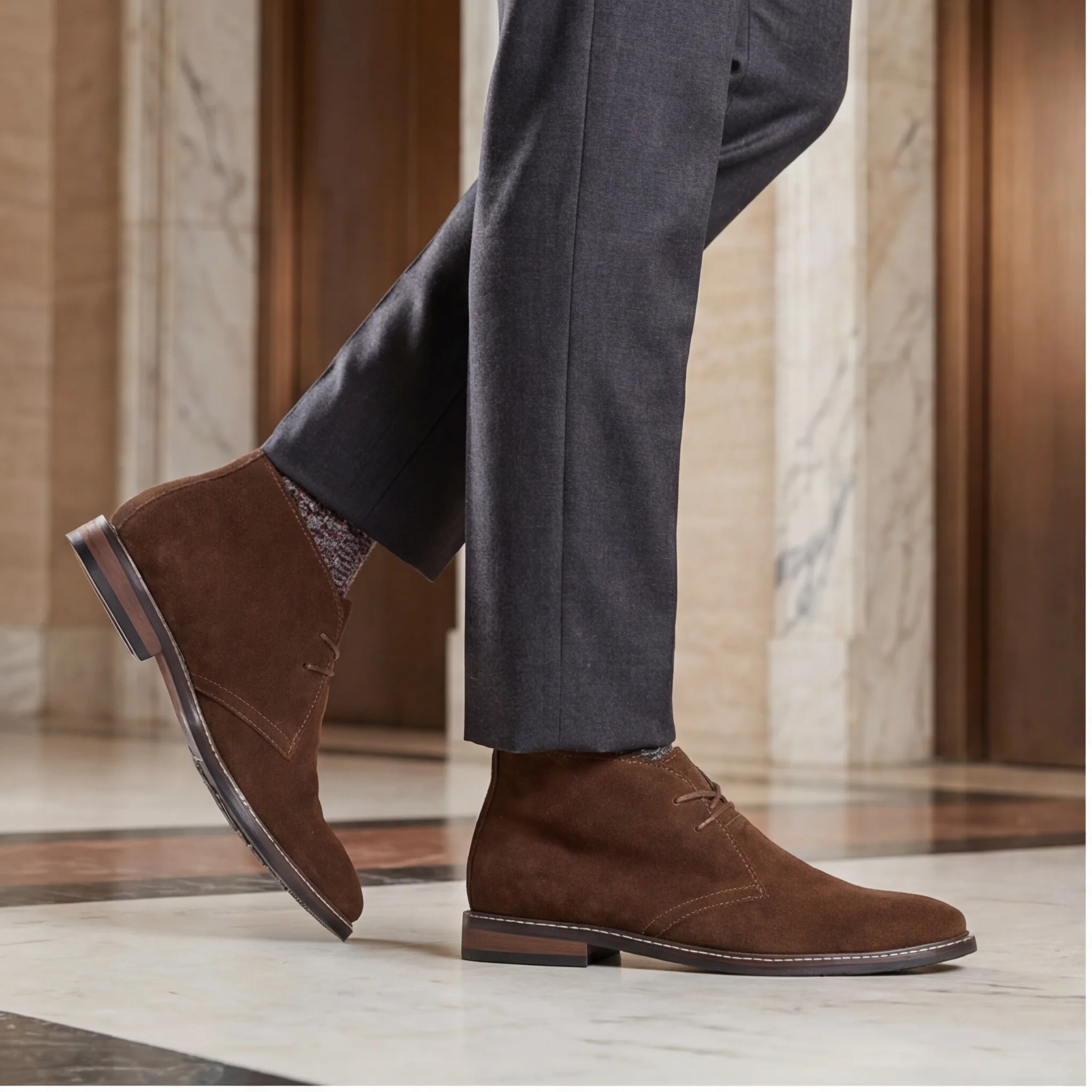 Natürliche Kuhwildleder-Herren-Chukka-Stiefel, Echtleder-Desert-Boots, modische, bequeme Marken-Knöchelstiefel aus Leder # KD583 – Detail 9