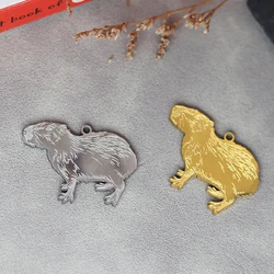 2pcs Cute South America Capybara Stainless Steel Pendant Charms for Jewelry Making DIY Craft Necklace Keychain Animal Accessorie