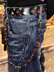 Pigeon Blood Gem Handmade Pants Chain luxurious Unisex One's Waist Retro Minimalism Key Chain Fashion Punk Hip Hop Accessories