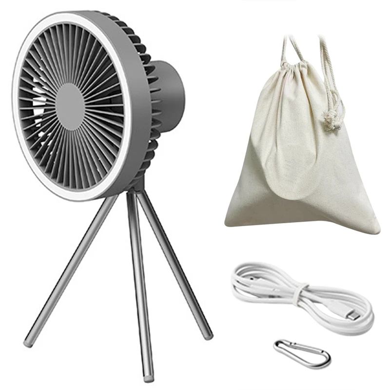 Ceiling Electric Fan Camping Fan Fan 10000Mah USB Tripod With Power Bank Light Rechargeable Portable Circulator