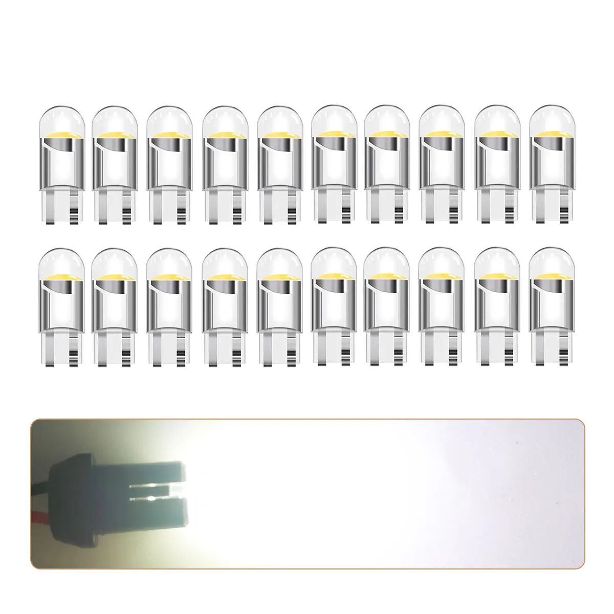 20PCS 360Degree LED COB T10 W5W 168 Turn Signals White/Blue/Yellow/Red/Pink 12V for Car Reading Reversing Door Mirror Lights