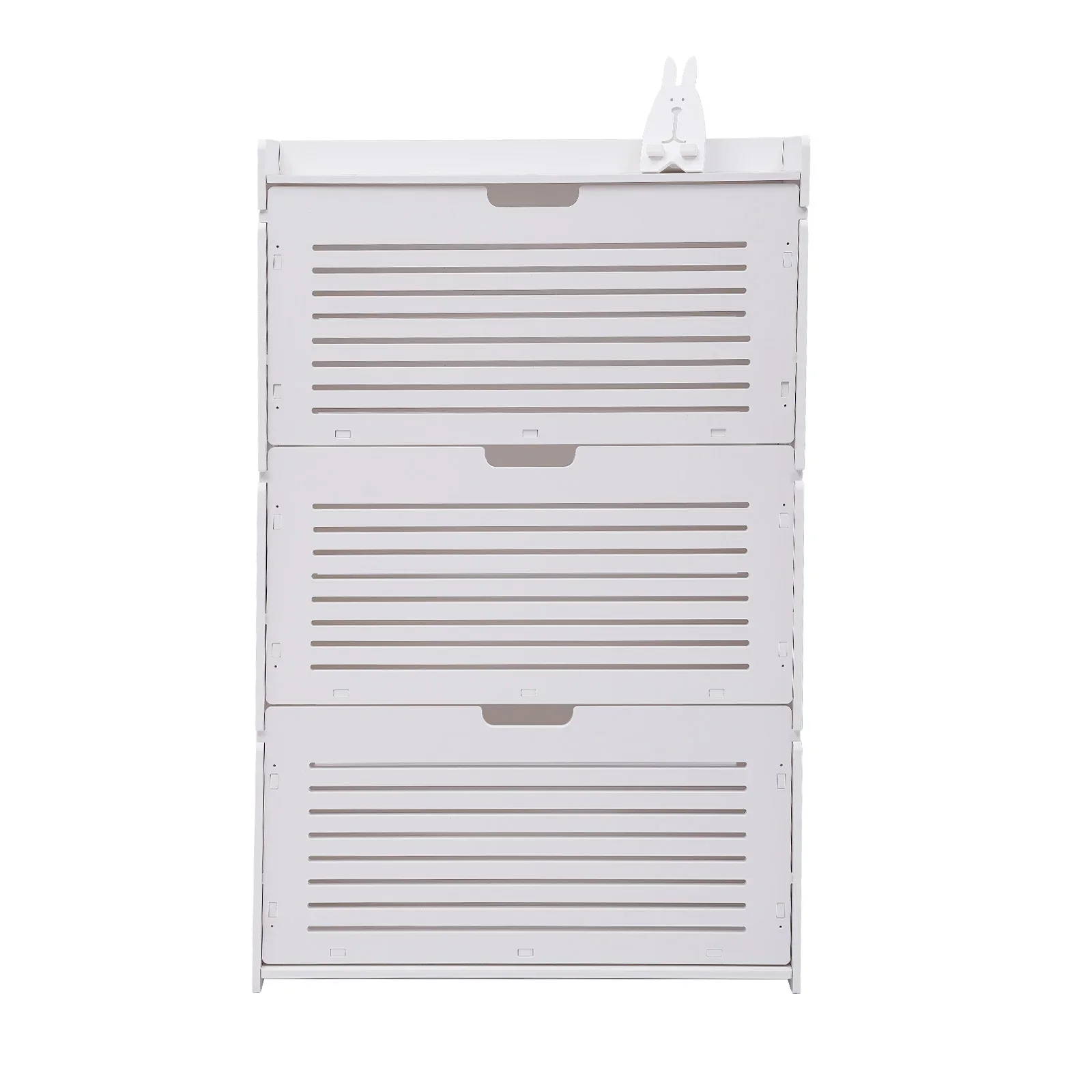 Modern Shoe Storage Cabinet White Tipping Rack Cabinet for Entryway Ultra-Thin Shoe Cabinet 3-Layer Shoe