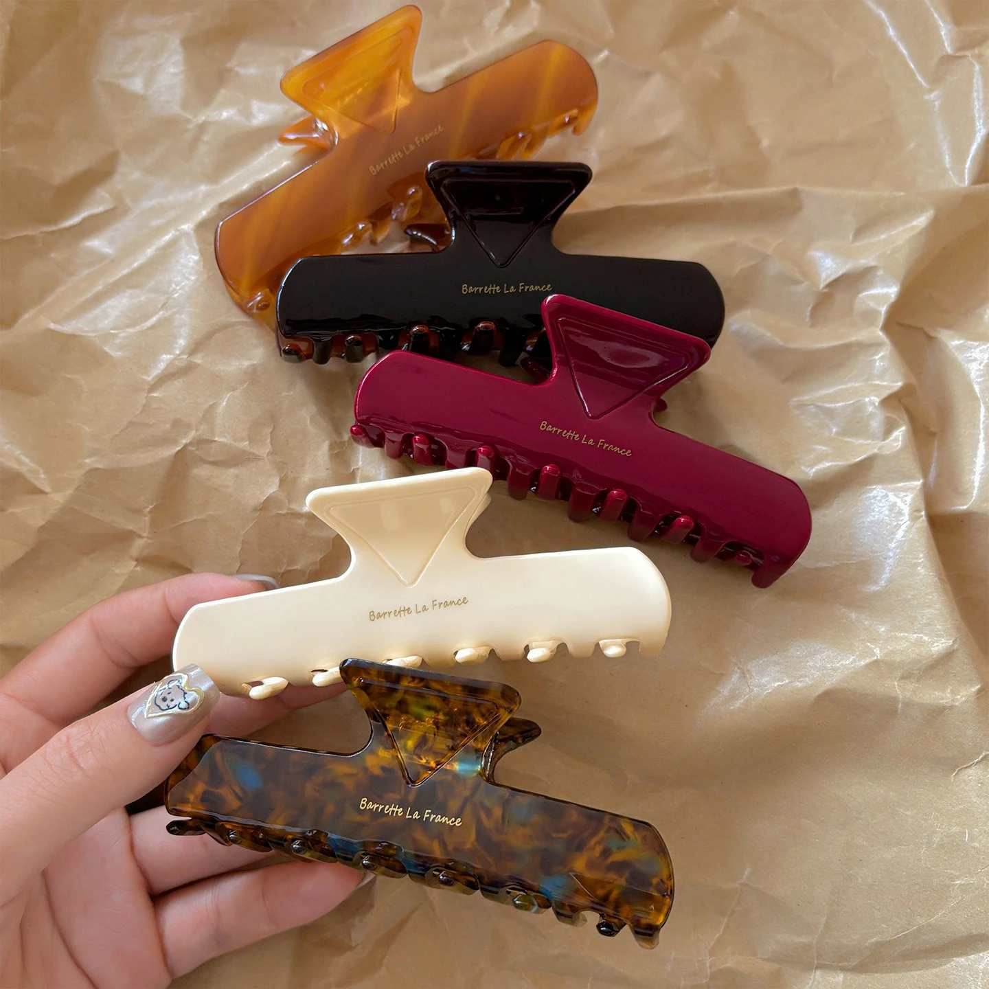 

НОВЫЕ французские ретро заколки для волос с золотой этикеткой, экологически чистые ацетатные заколки для волос, модные заколки для волос INS, аксессуары для волос для женщин и девочек