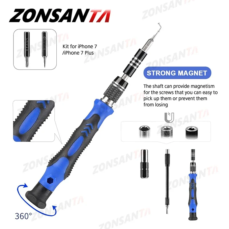 ZONSANTA 60 in 1 Magnetic Screwdriver Set Precision Screw Driver Multi-function Precision Mobile Phone Repair Device PC Camera