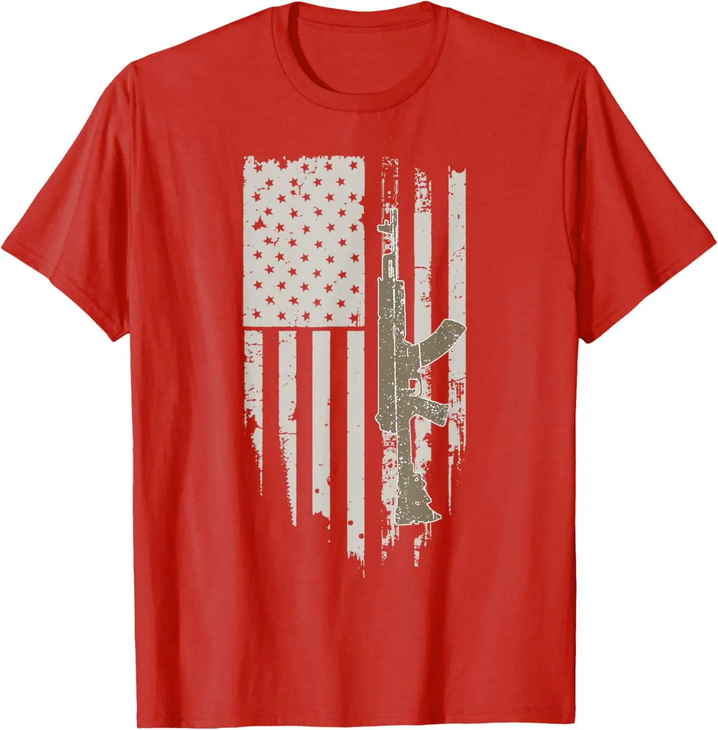 USA Flag Guns AK-47 Assault Rifles 2nd Amendment T-Shirt 100% Cotton O-Neck Short Sleeve Summer Casual Mens T-shirt Streetwear