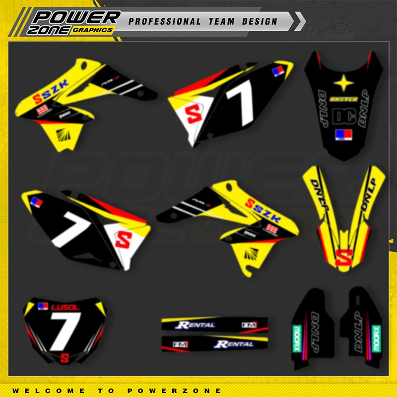 

POWERZONE для SUZUKI RMZ 250 2010-2018 индивидуальный графический номер на заказ защитный комплект наклеек для мотоцикла 04