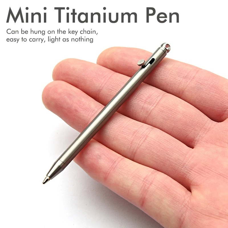 Pure Titanium Mini Compact Bolt Pen Portable Keychain Pen Portable Travel Metal Ballpoint Pen Signing Party Gifts for Guests