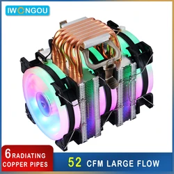 IWONGOU Cpu Cooler 2011 6 Heat Pipes 4pin Pwm Air Cooling Tower Raditor Heatsink for Lga1700 Lga1200 Lga1150 Am4 Am3