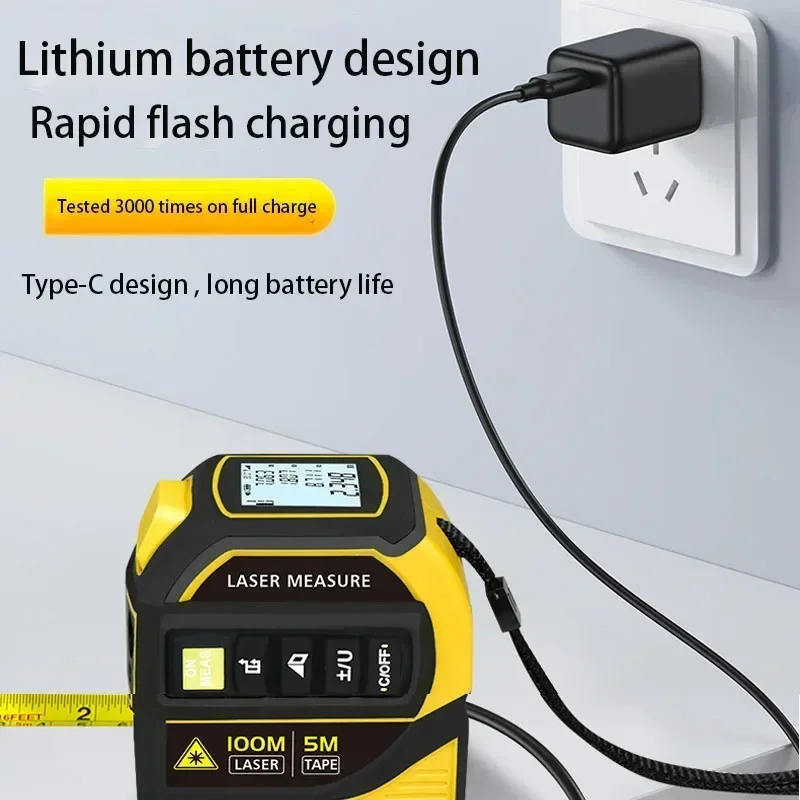 4 in-1 Laser Rangefinder Bluetooth 5M Steel Tape Rangefinder 40m/60m/80m/100m Indoor Laser Measuring Instrument Laser Ruler