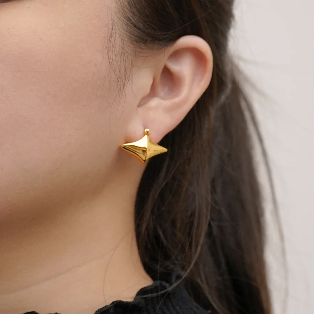 

ENFASHION Aretes Boat Shape Stud Earrings For Women's Brass 18K Plated Gold Delicate Fashion Dating Jewelry Party E251690
