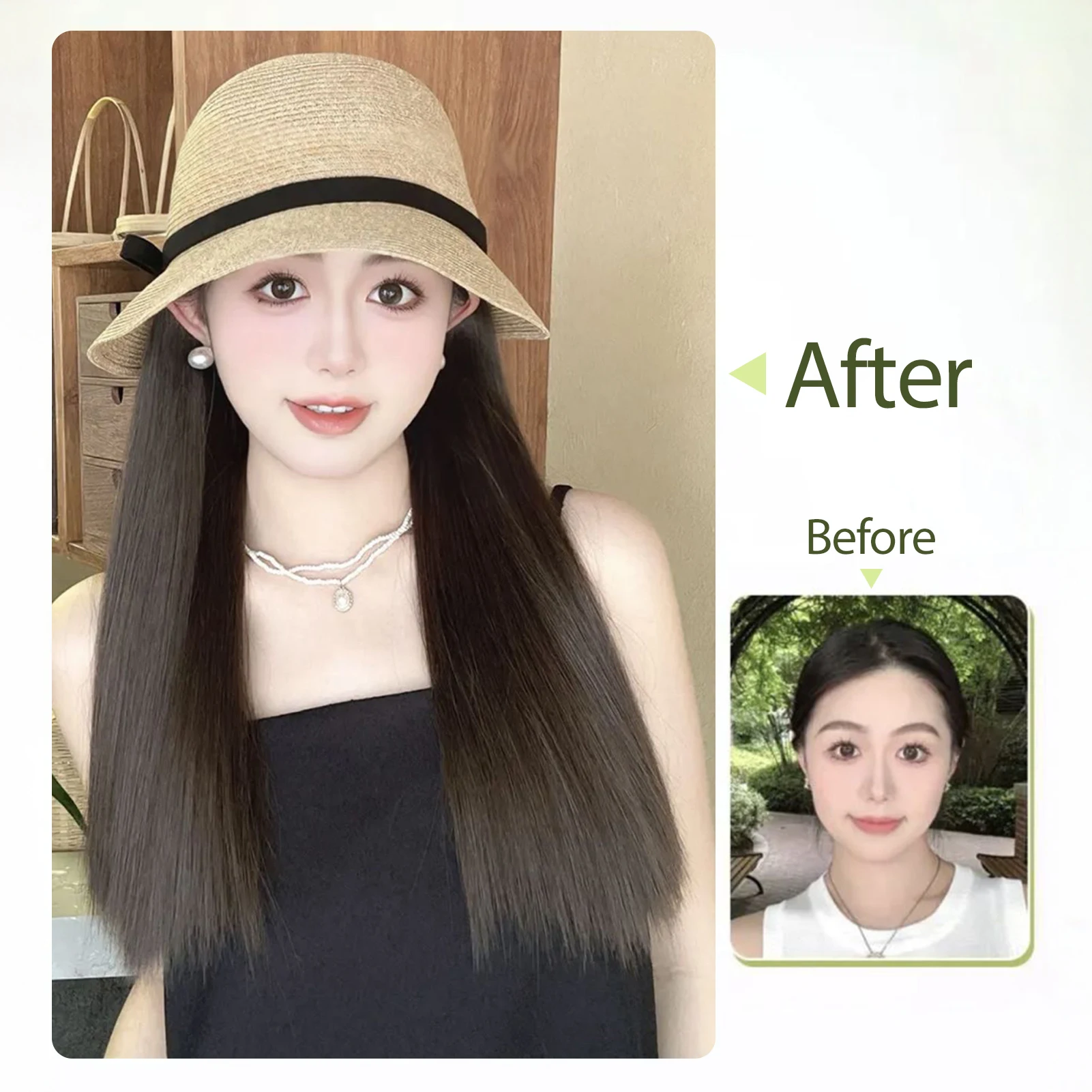 Chapéu de pescador de verão peruca para mulheres aparência natural perucas respiráveis chapéus para compras ou outras atividades ao ar livre dropshipping