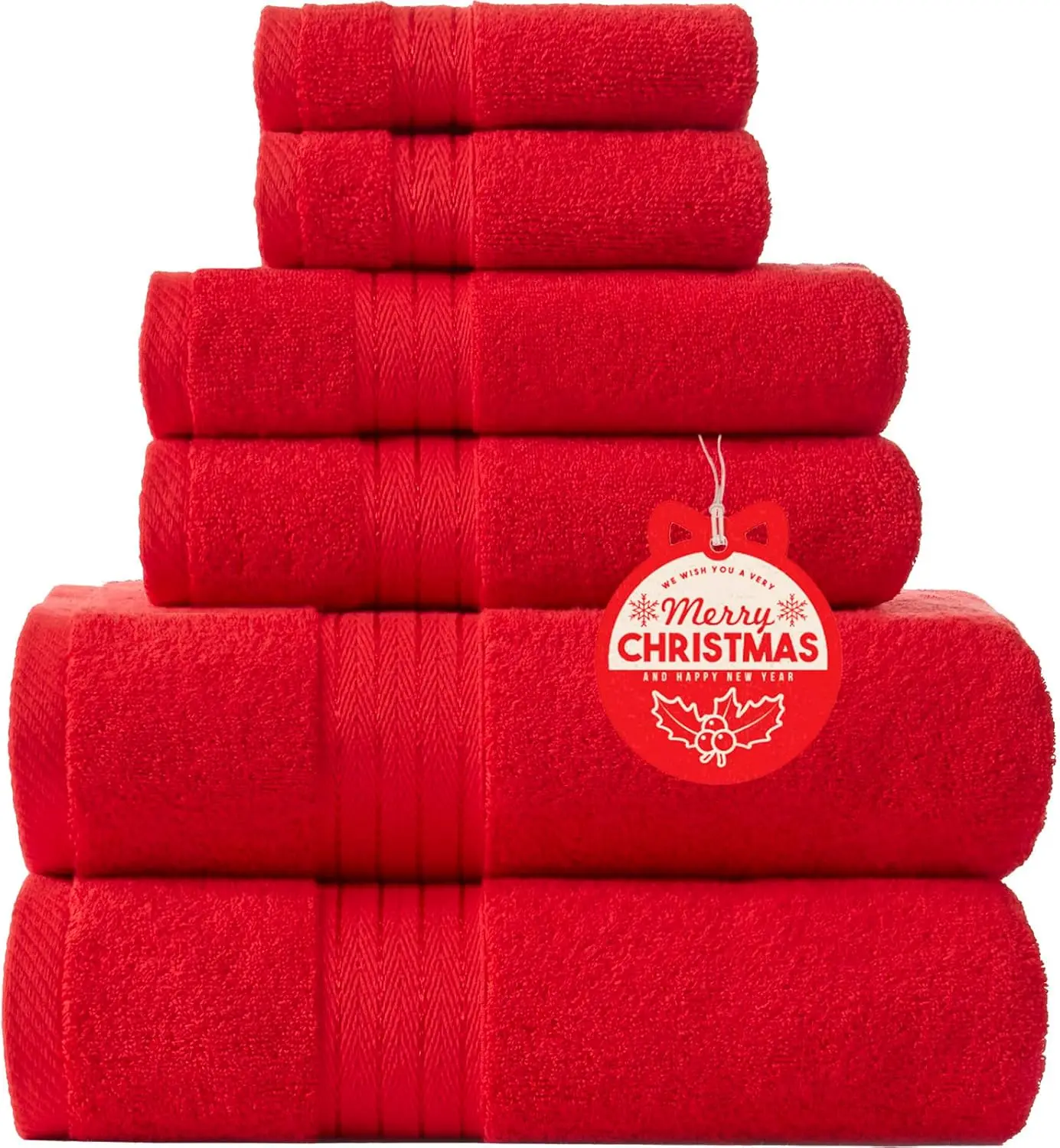

Soft Absorbent Turkish Cotton Bath Towel Set, 6-Piece with Large, Hand Towels and Washcloths
