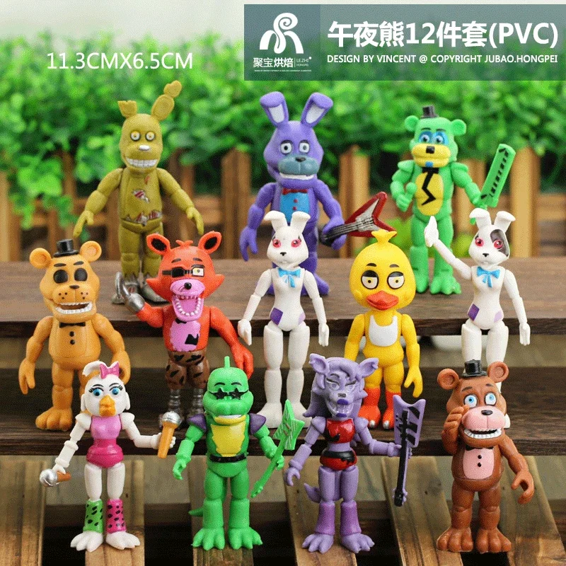 Five Freddy Fazbear Bear  Cartoon Game  Pvc Action Figures Fnaf Freddy Dolls Model Toys Children Nights Halloween Gifts