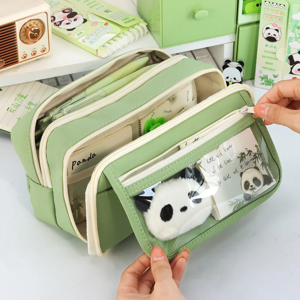 9-Layer Pencil Large Capacity Storage Bag Case Transparent Compartment and Magnetic Button Flap for Easy Retrieval Stationery