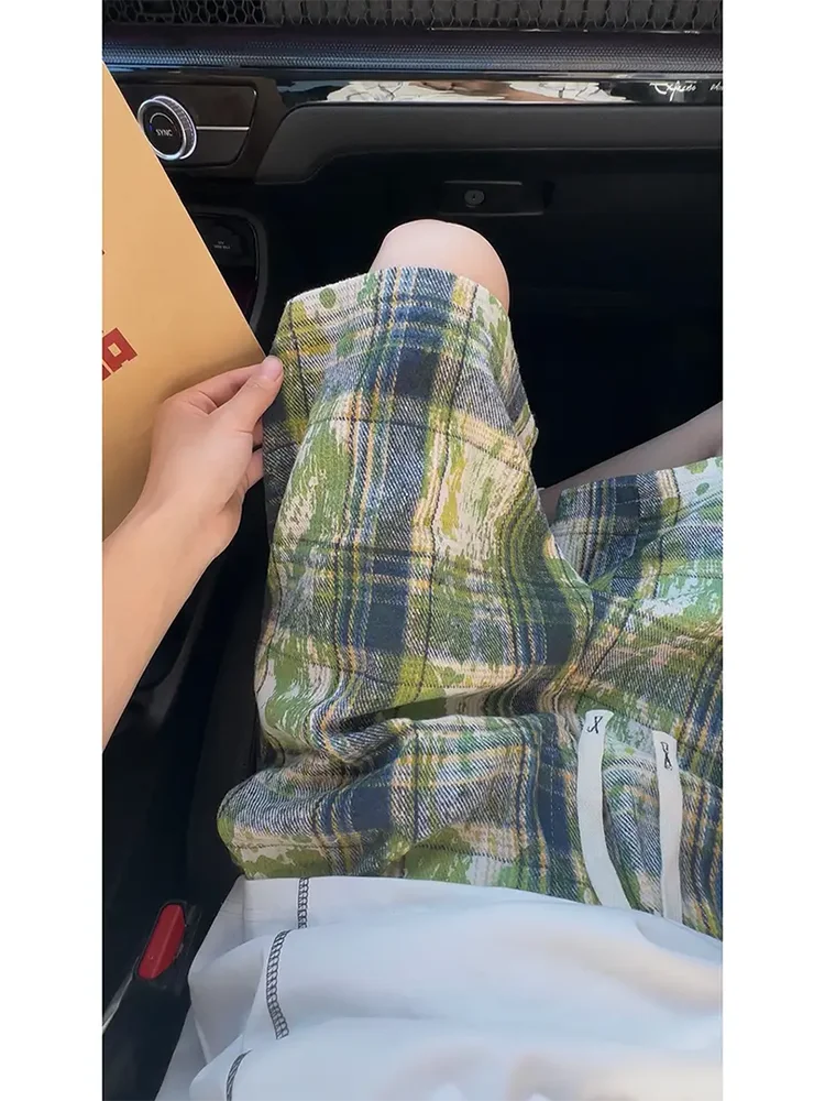 

Vintage een Tie Dye Plaid Men's Summer Qui Dry Beach orts Loose Thin Five-Quarter Length Breathable Comfortable orts