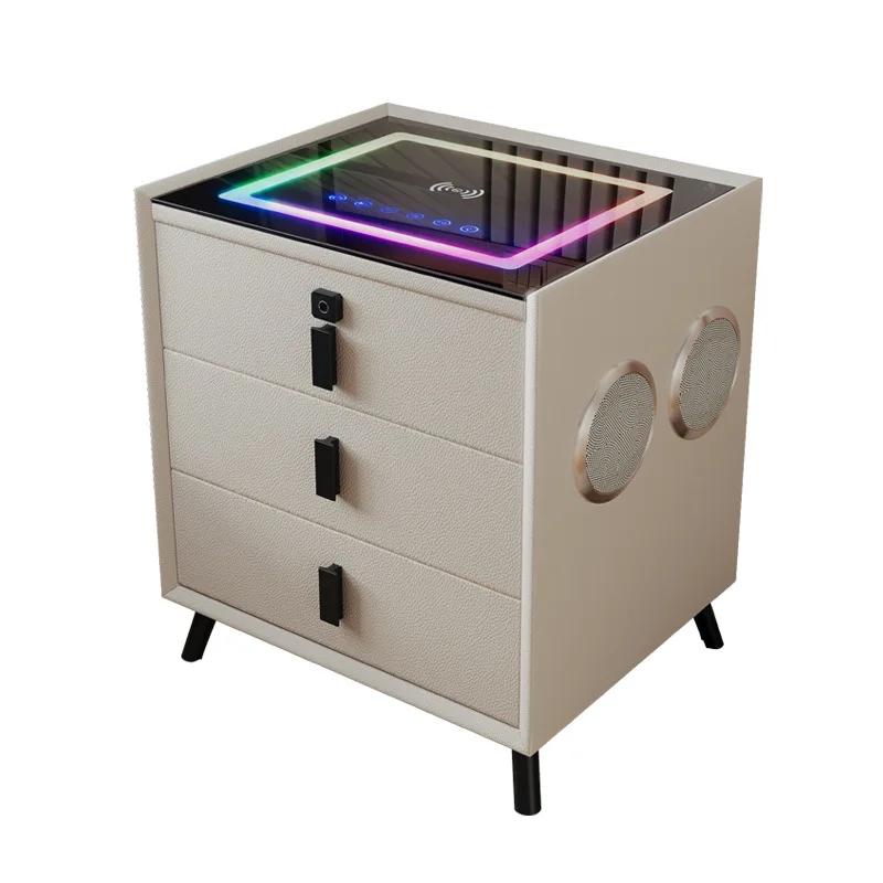 

Multifunctional smart bedside table, modern simple ligh high-end wireless charging marquee bedroom storage bedside table