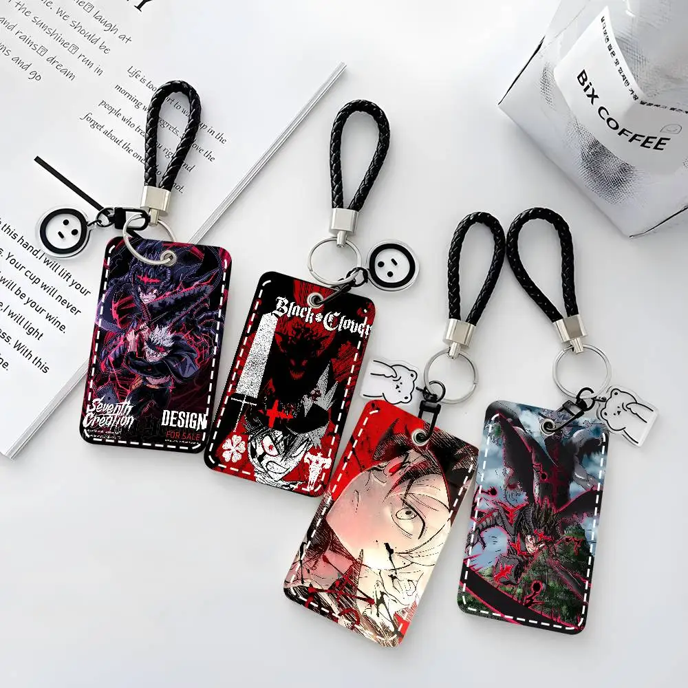 

Кожаный чехол для карт Asta B-BlackS Anime Clover COOL с брелоком и кольцом для ключей, держатель для карт, брелок для ключей