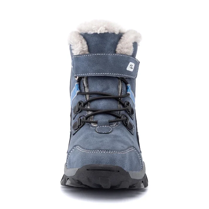 Botas de nieve de alta calidad para niños y niñas, zapatos de algodón cálidos con plataforma, calzado impermeable de cuero para otoño e invierno, 5 12 + y