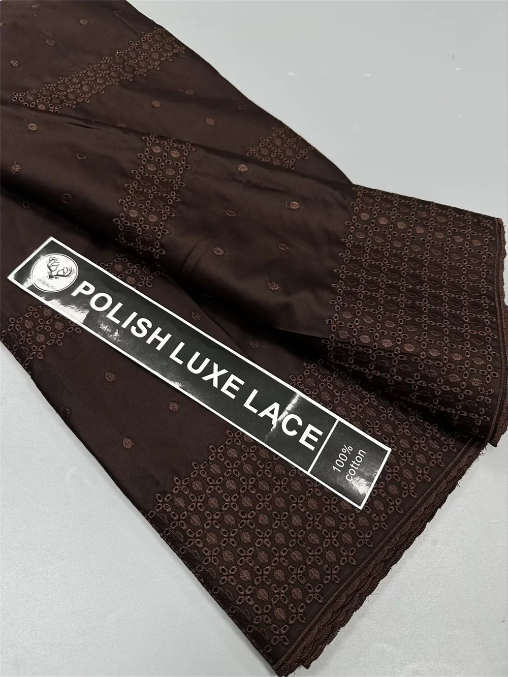 Luxury 5 Yards Nigerian 100% Cotton Polish Satin Embroidery Fabric High Quality Swiss Voile Lace Material For Men Dubai Style FS