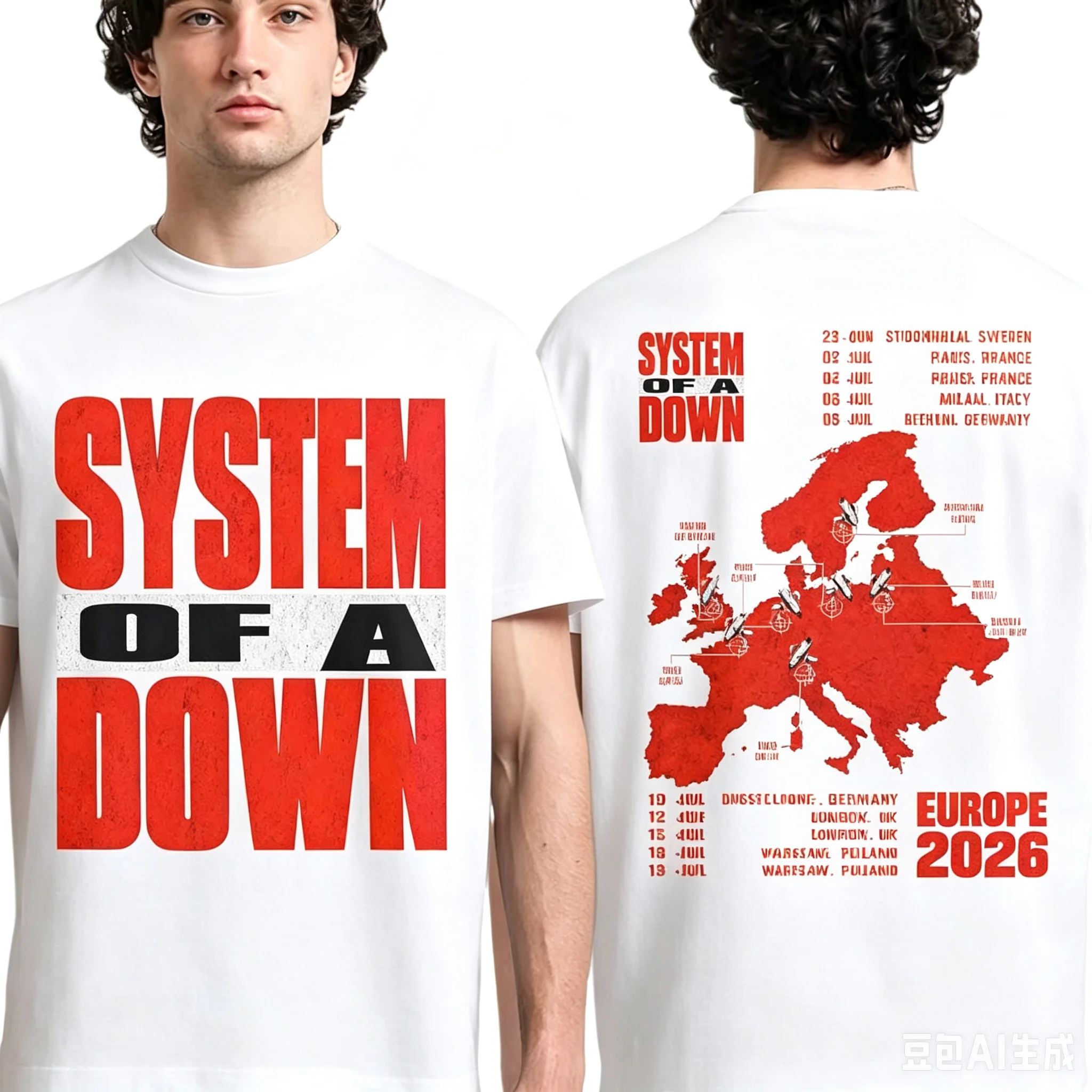 2026 Summer System Of A Down EU And UK Tour 2026 T-Shirt Y2k Popula Suitable for Both Men and Women
