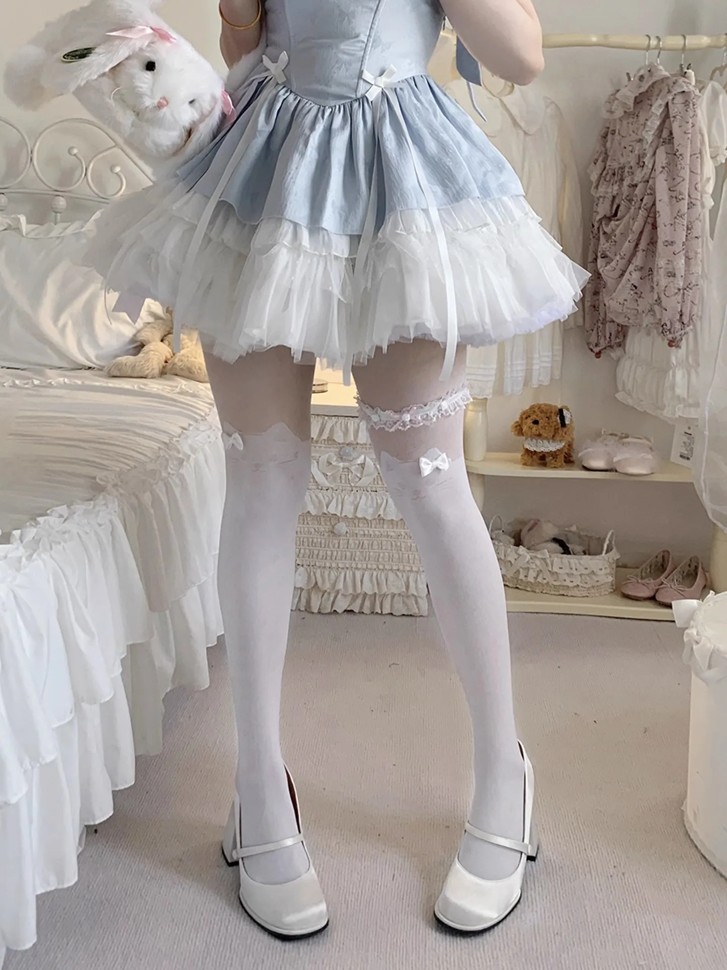 Japanse Schattig Meisje Kat Kousen Vrouwen Herfst & Lente Blote Been Magic JK Sokken Lolita Zomer Dunne Pseudo Tweedelige Panty