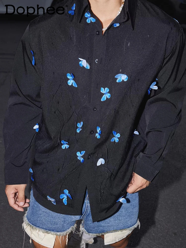 

Мужские рубашки с длинным рукавом и цветочным декором, новинка весны 2026: стильные, свободные, комфортные, элегантные, с цветовыми акцентами