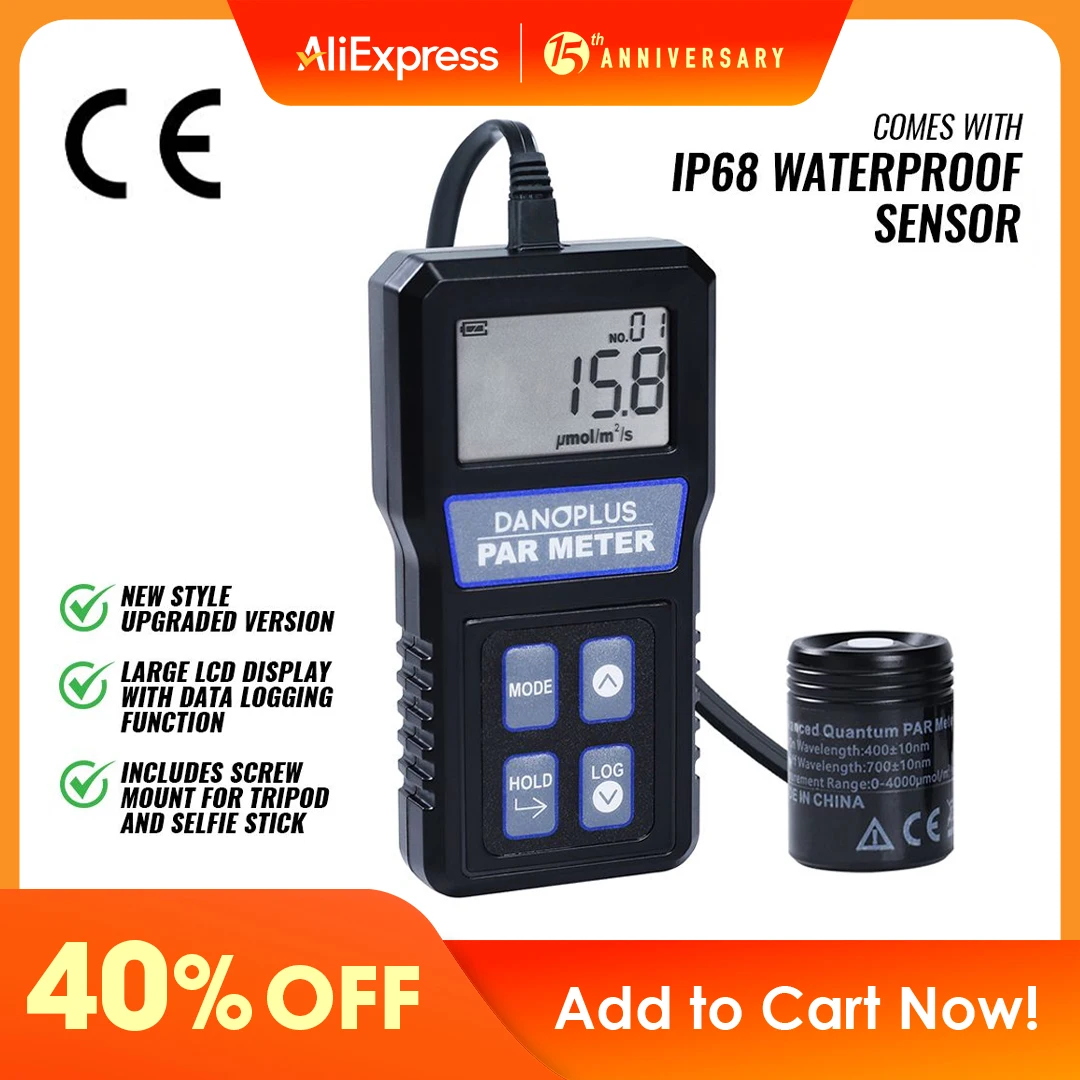 Advanced PAR Measurement PPFD IP68 Waterproof Full-Spectrum Quantum Sensor for Aquariums Plants Ideal for Indoor Gardening Farms