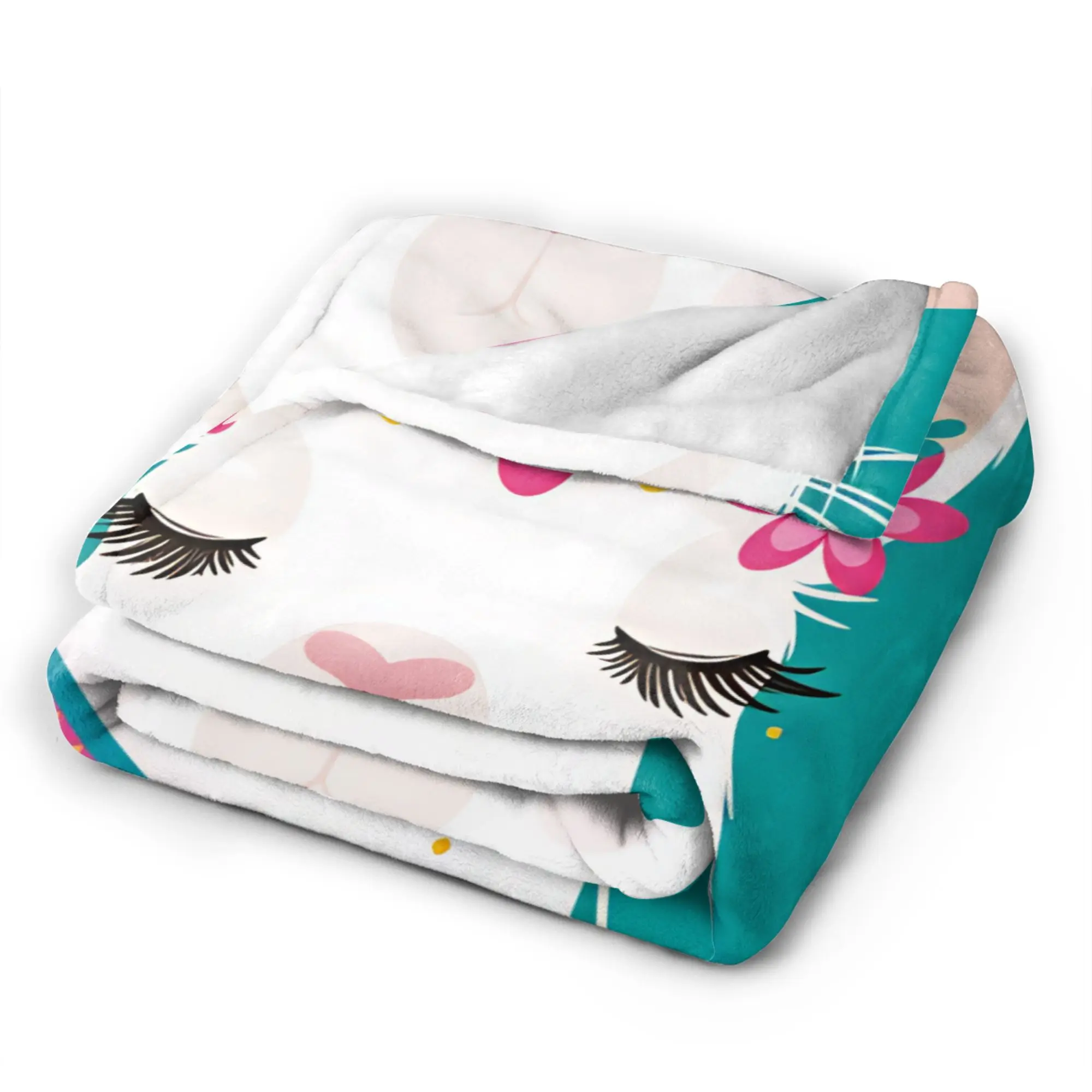 Cute Llama Soft Warm Blanket  Children Plush Throw Blanket Street Trend Living Room Flannel Bedspread Sofa Bed Cover