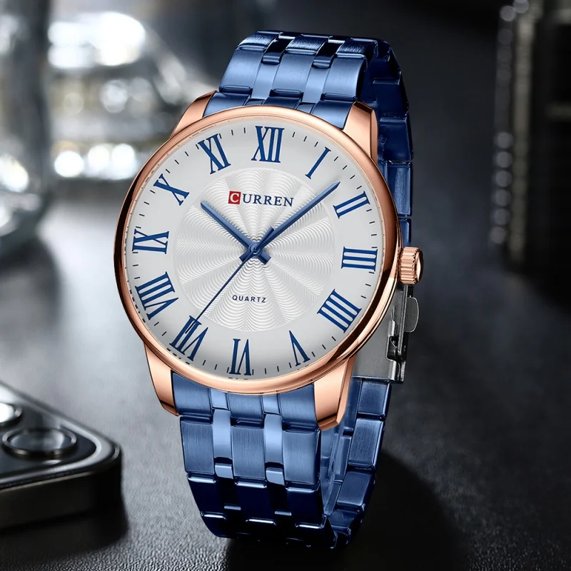 CURREN 8422 Elegant Quartz Watches for Men Popular Business Simple Roman Stainless Steel Watch Waterproof Fashion Wristwatch