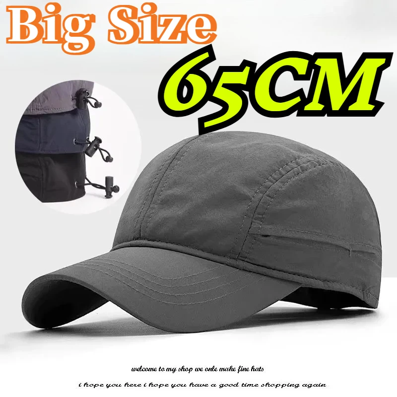 Big Size XL 65CM Light Thin Quick Drying Baseball Caps Men Solid Vintage Unisex Sports Hat Adjustable Trucker Cap Snapback Hats