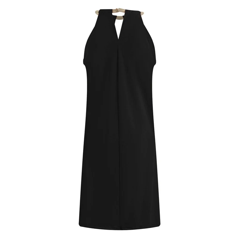 ABRT-Crochê ombro frio vestido halter para mulheres sem mangas metal halter pescoço recorte vestido de manga de renda