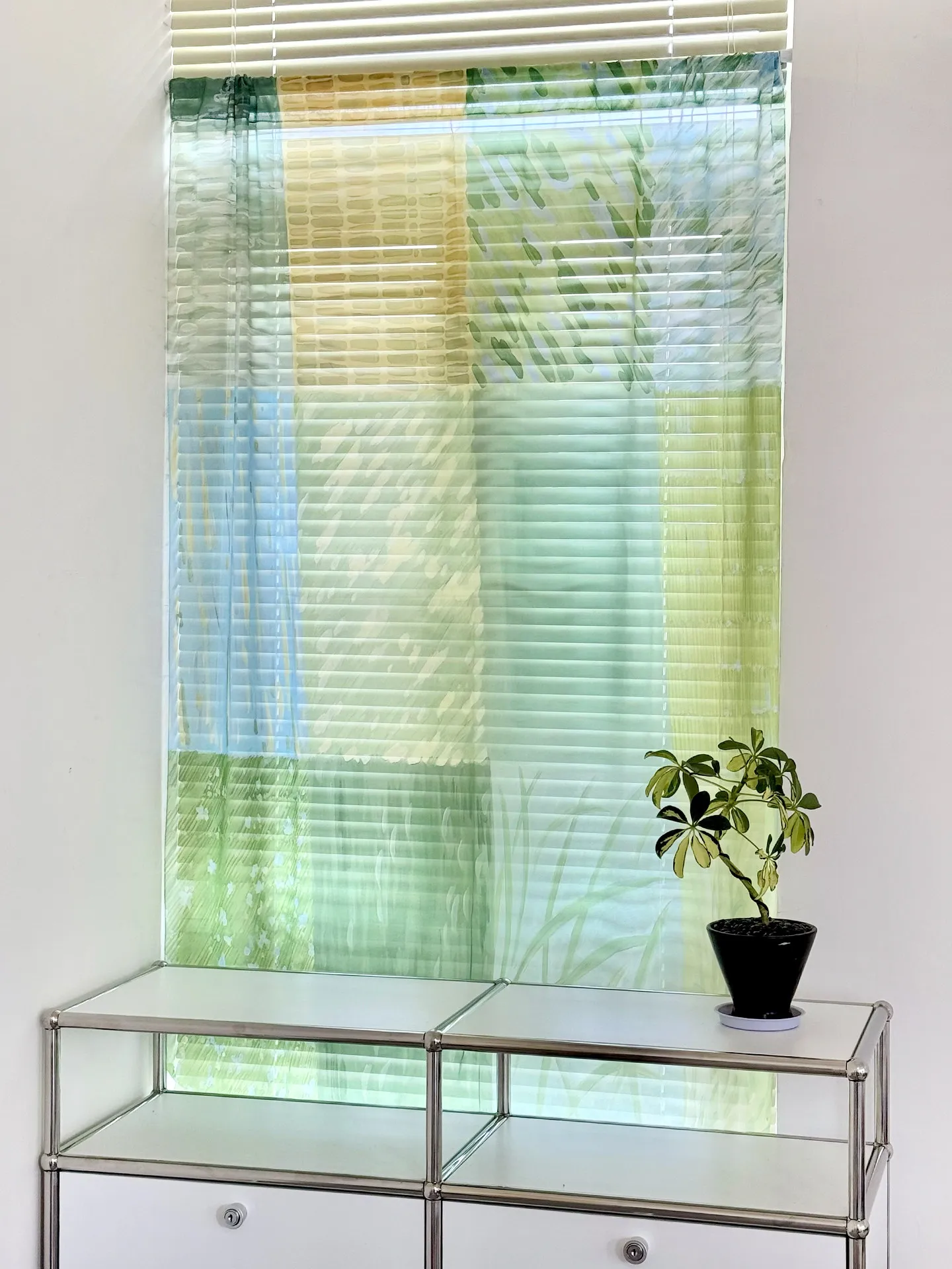 Summer Green Healing Curtain Translucent Chiffon Gauze Floating Curtain Photo Background Wall Hanging Cloth Balcony Partition