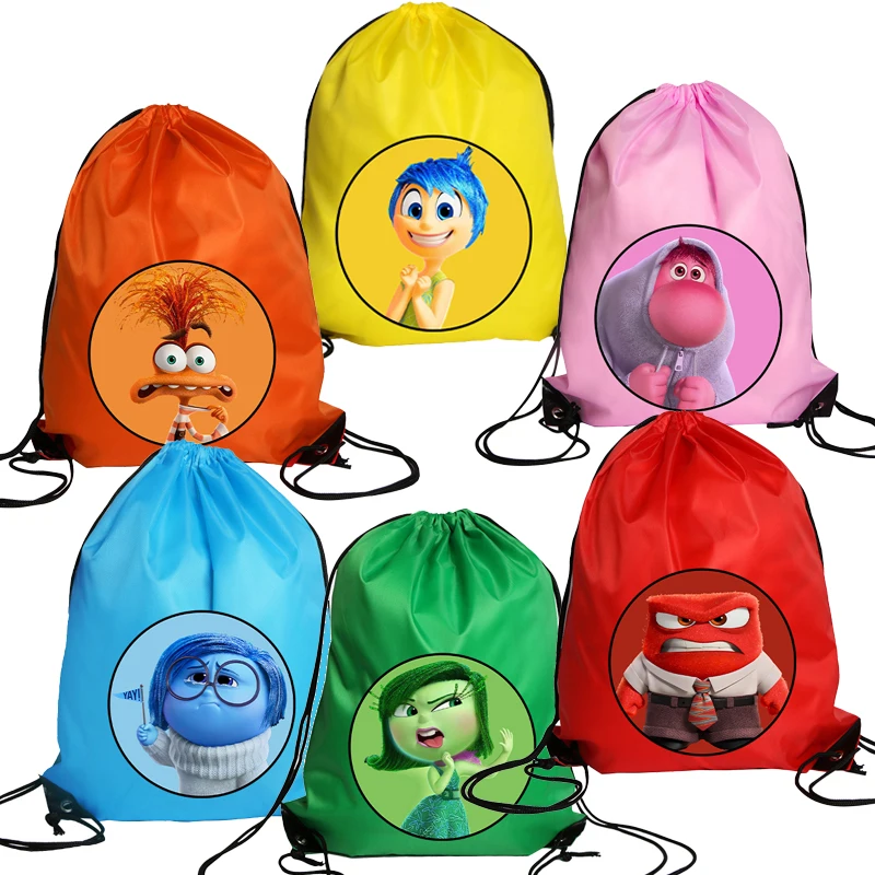 Inside Out 2 Joy Disney Girls Boys Child Cartoon Drawstring Bag Sports Waterproof Backpack Bundle Pocket Terylene Bag Anime Gift