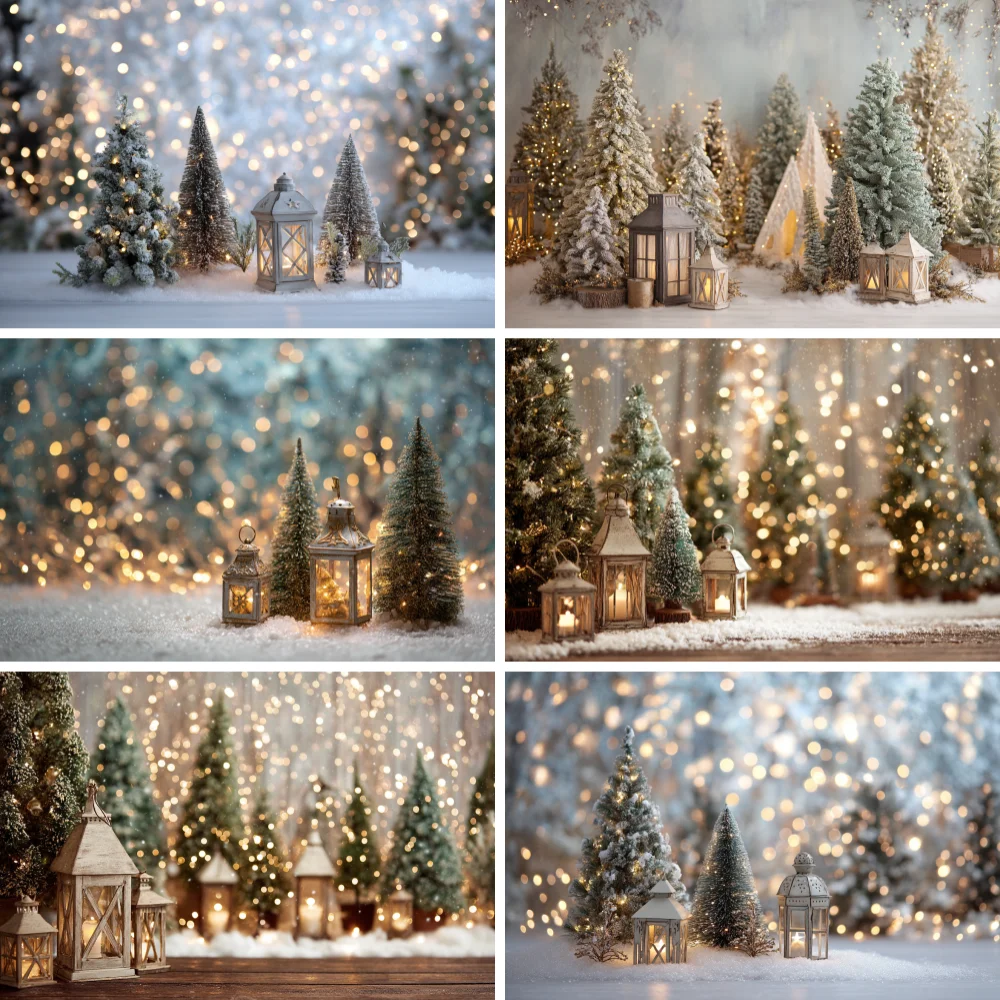 

Christmas Photography Backdrop Pine Trees Lantern Xmas Baby Kids Portrait Photocall Background Decor Photo Studio Supplies