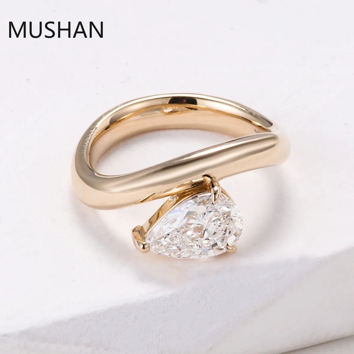 MUSHAN Luxury Custom 14K 18K Gold Rings Band Jewelry With Moissanite Diamond Lab Grown Gemstones Diamond Wedding Ring For Women view 3