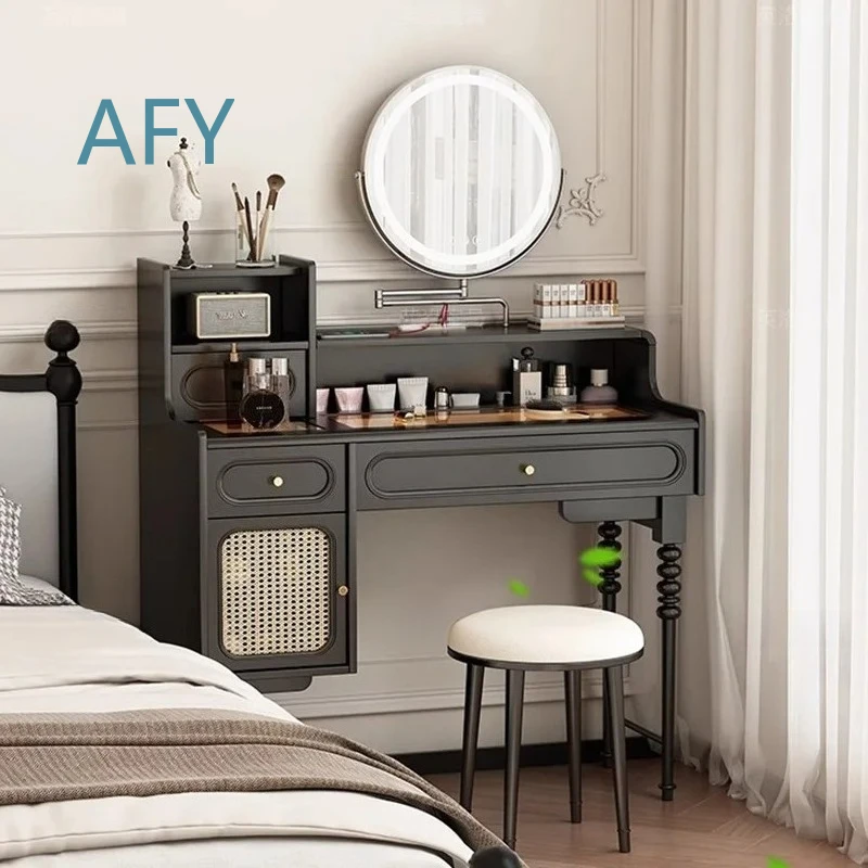 Vintage Wood Dressing Table for Bedroom Closets for Women Luxury Vanity Table for Girl Cabinet for Chair for Mirror for