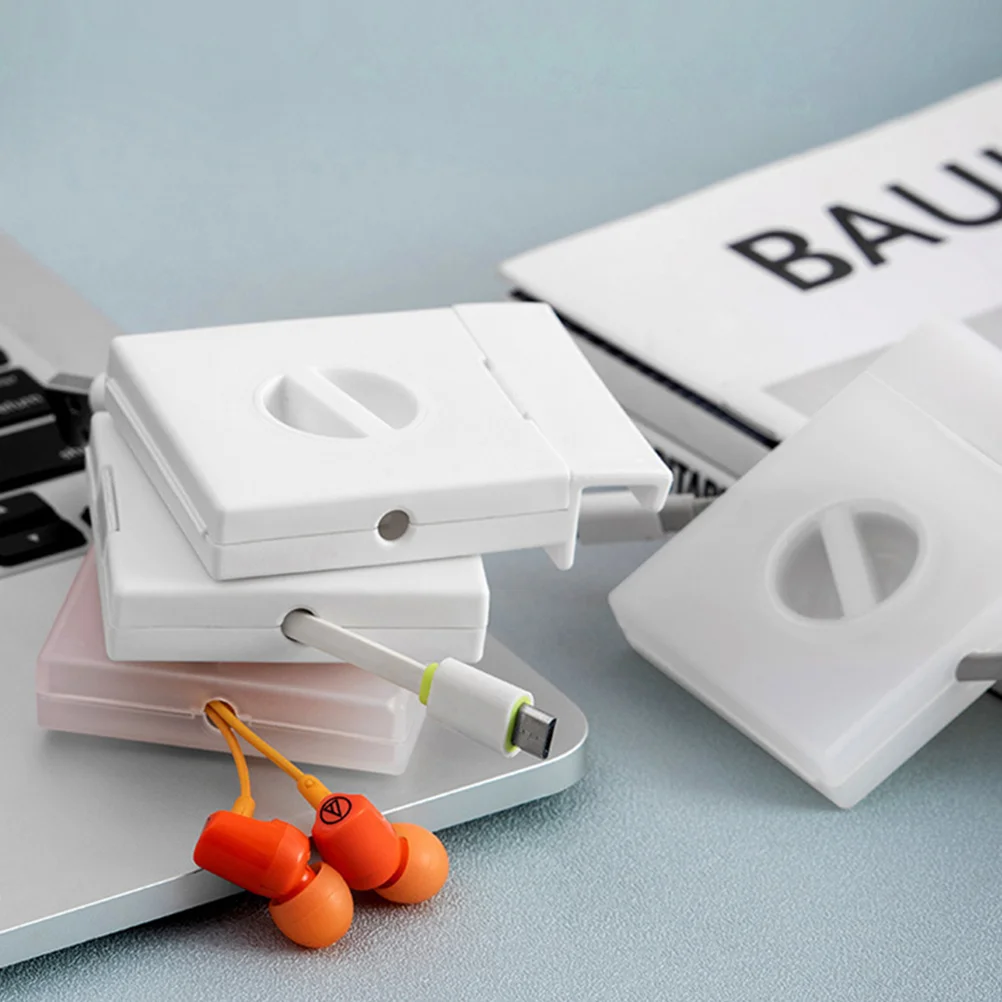 

2Pcs Cable Organizer Storage Box Portable Retractable Cord Winder Multifunctional Charging Data Line Holder Headphone Cable