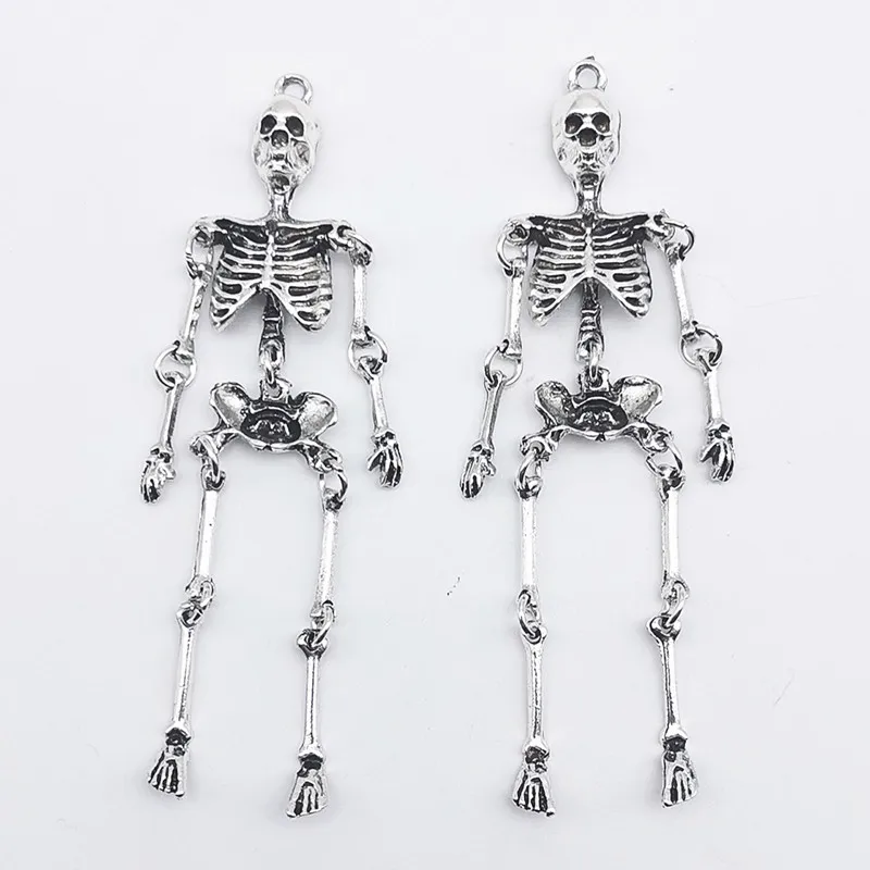 2/5/10PCS Retro Skull Skeleton Pendant DIY Alloy Pendant Halloween Accessories Key Chain Decorative Accessories view 4