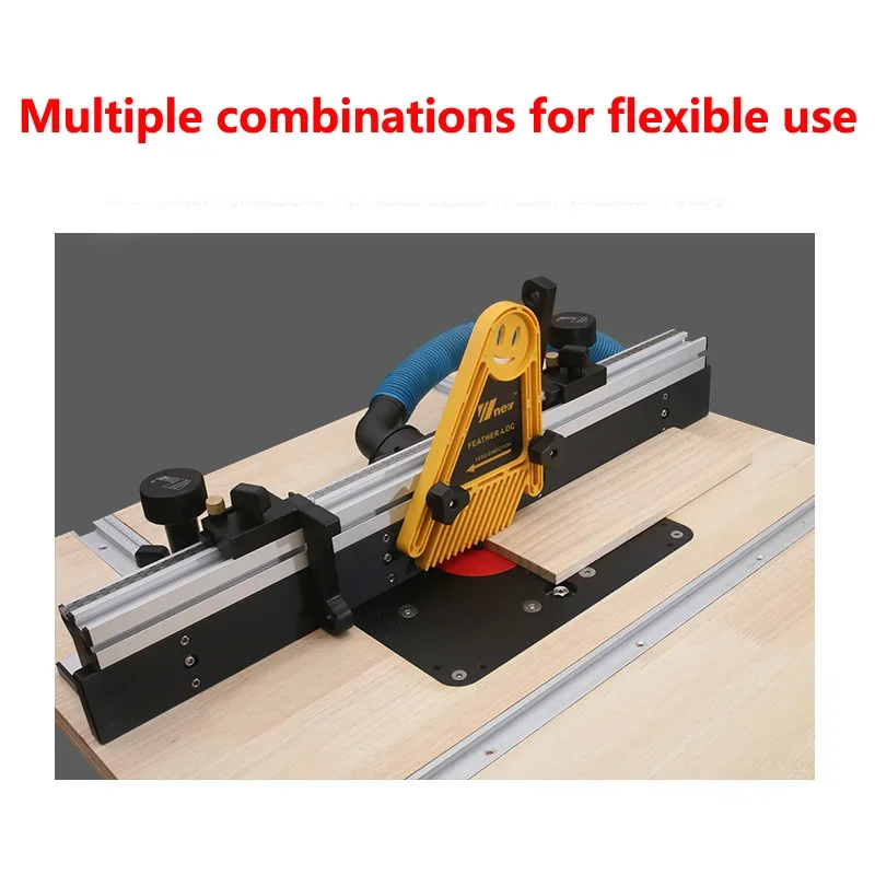 Deluxe Router Table Fence System 700mm Aluminium Profile T-tracks Sliding Fence with Bit Guard, Adjustable Stop and Dust Port