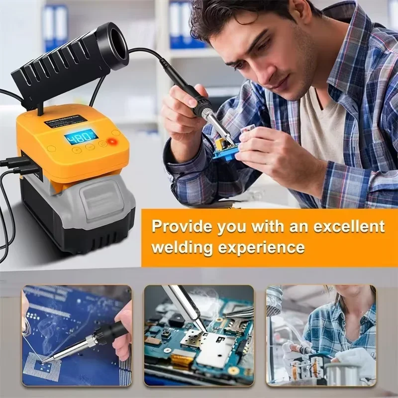 For Dewalt 20V Li-ion Battery Soldering Iron Station Adjustable Welding Station USB Type C for Electronic Circuit Repair