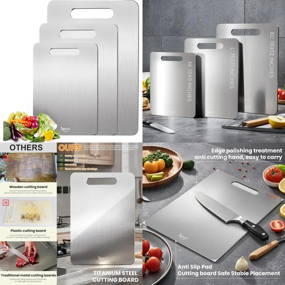

Triple-Size Titanium Cutting Board Set - Pure, Hygienic, and Versatile for Kitchen Use