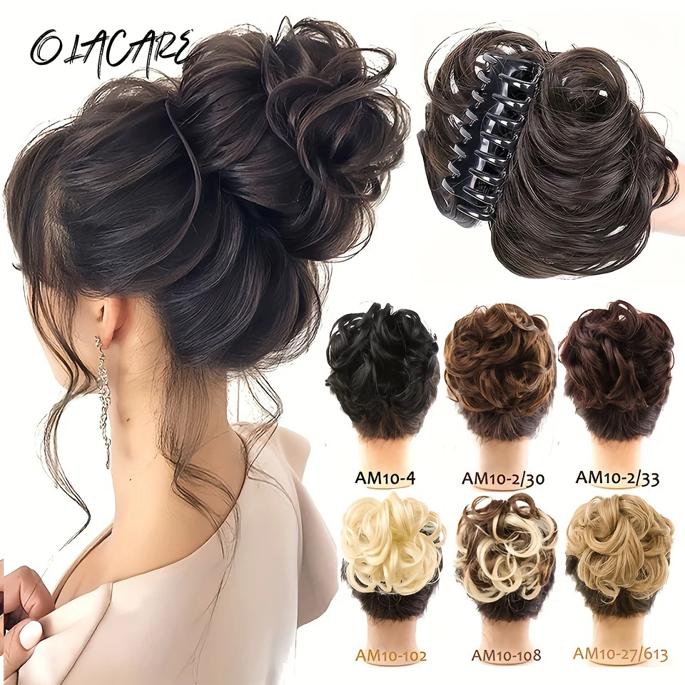OLACARE Synthetic Short Messy Curly Dish Hair Bun Extension Easy Stretch hair Combs Clip in Ponytail Extension Ponytail